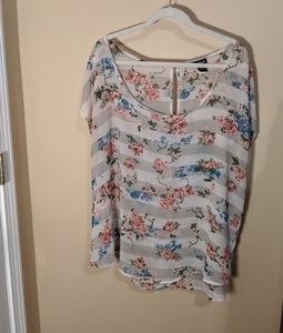 Sheer open back floral shirt